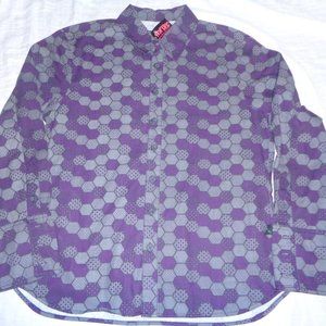 XXX TRIPP NYC Button Down Shirt Mens Hexagon Size Large Industrial Goth Punk